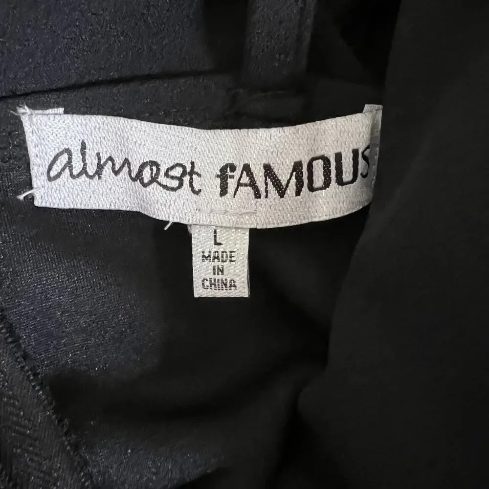 Almost Famous Wide Leg Jumpsuit Gold Chain Accent Black Size Large